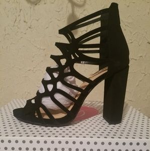 Black suede heel